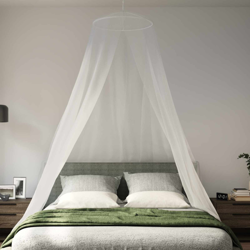 Produktbild för Myggnät för säng 3 pcs 156 nät Vit Ø56 x 220 cm Polyester