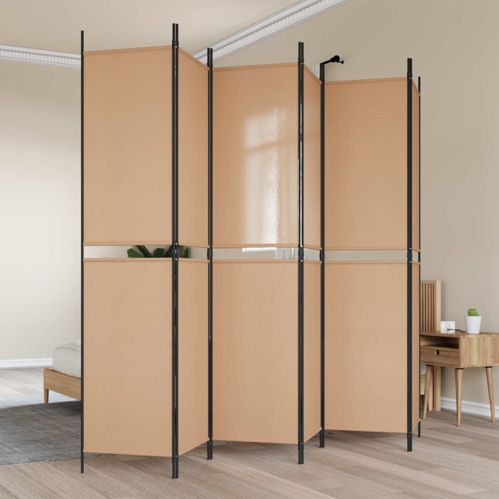 Produktbild för 6-panelers rumsavdelare Beige 300 x 220 cm Tyg