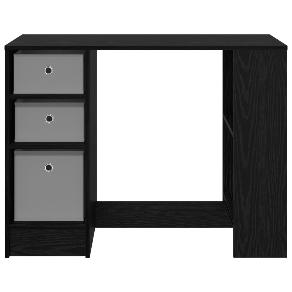 Produktbild för Skrivbord med låda Svart Ek 100 x 40 x 75 cm Konstruerat trä