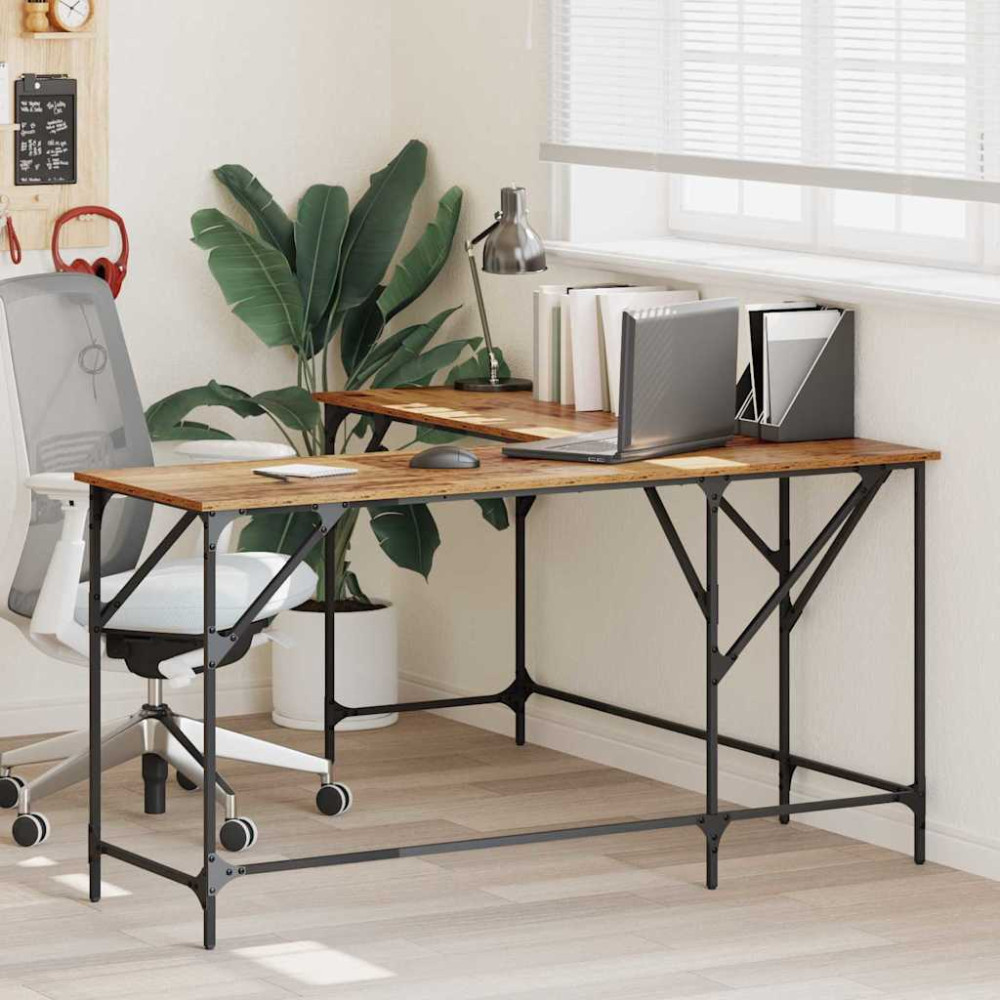 Produktbild för Skrivbord Gammalt trä 149 x 149 x 75 cm Konstruerat trä