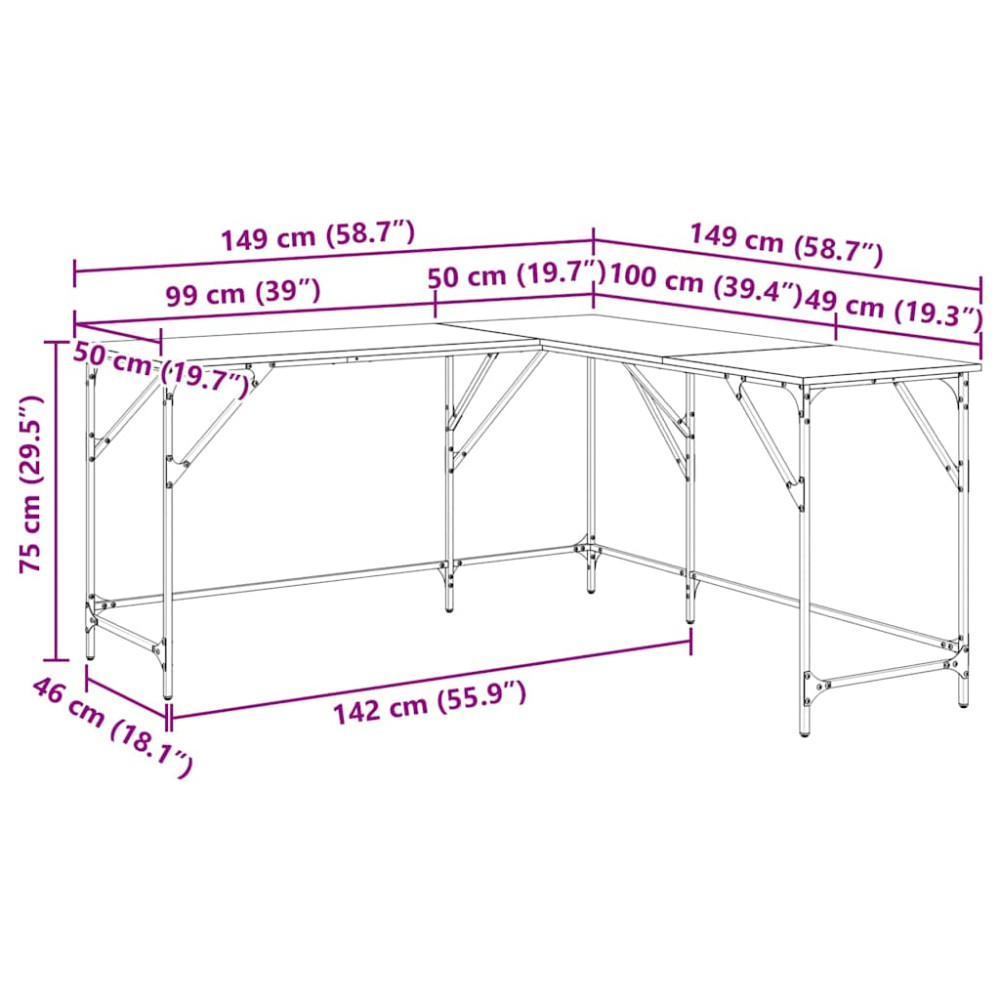 Produktbild för Skrivbord Gammalt trä 149 x 149 x 75 cm Konstruerat trä