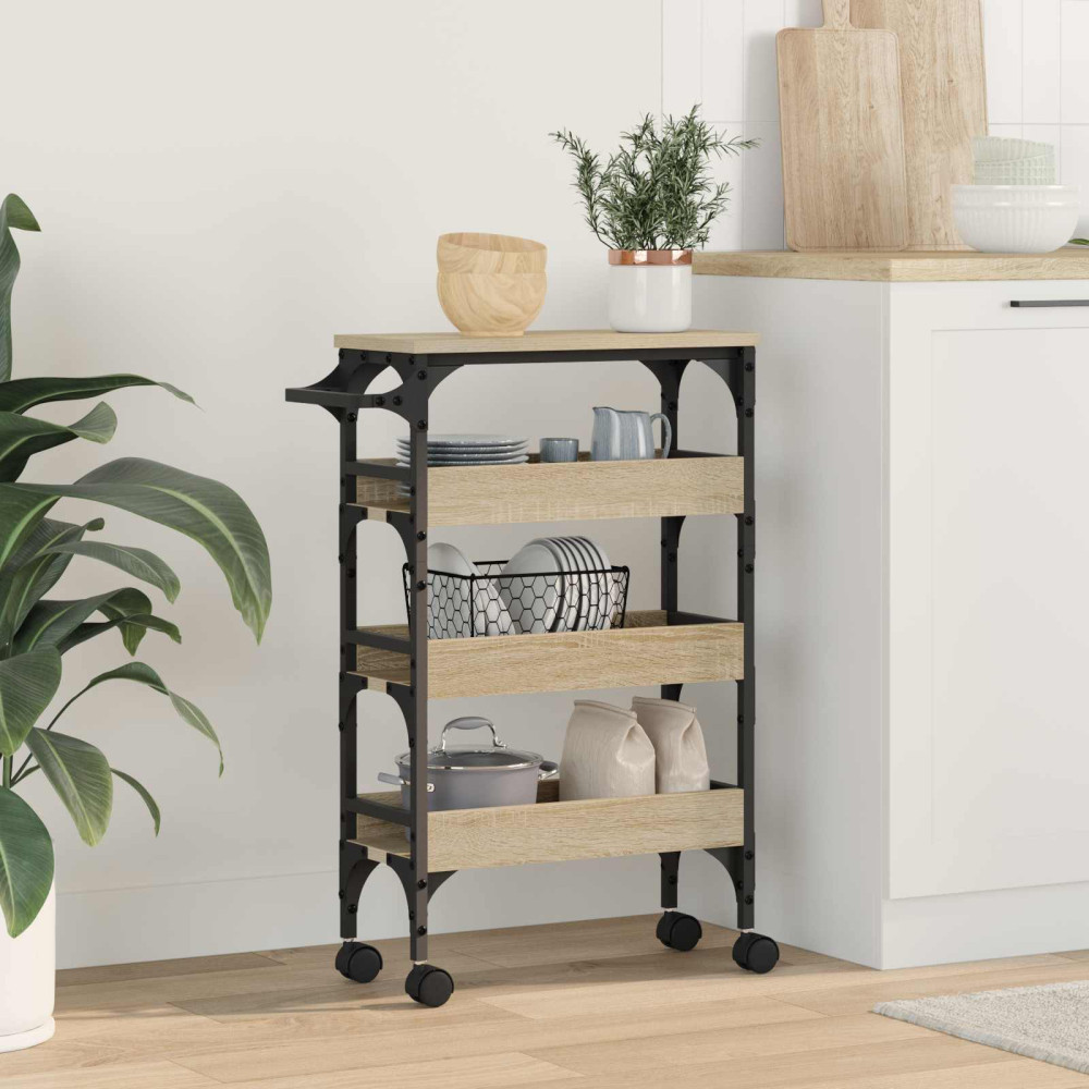 Produktbild för Köksvagn Sonoma-ek 53 x 20 x 76 cm Konstruerat trä