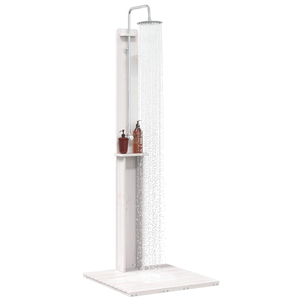 Produktbild för Utomhus Dusch 206 cm Massivt tallträ och rostfritt stål Vit