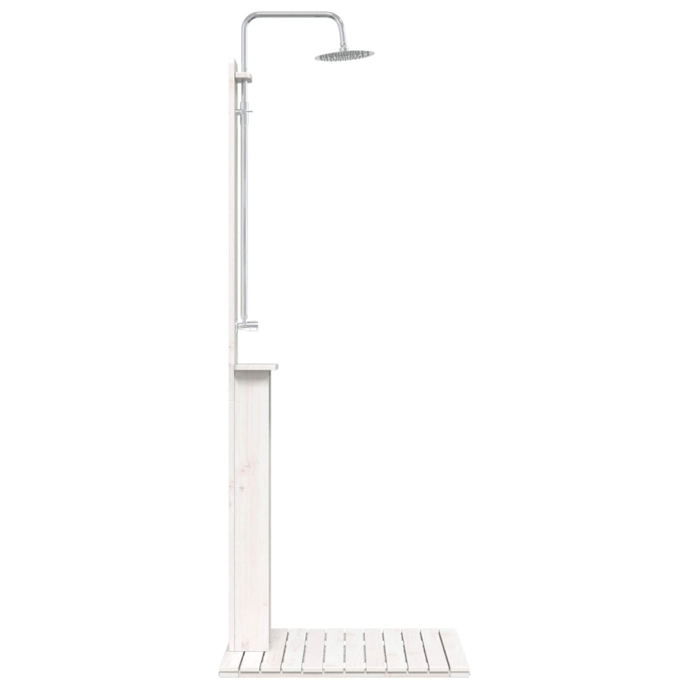 Produktbild för Utomhus Dusch 206 cm Massivt tallträ och rostfritt stål Vit