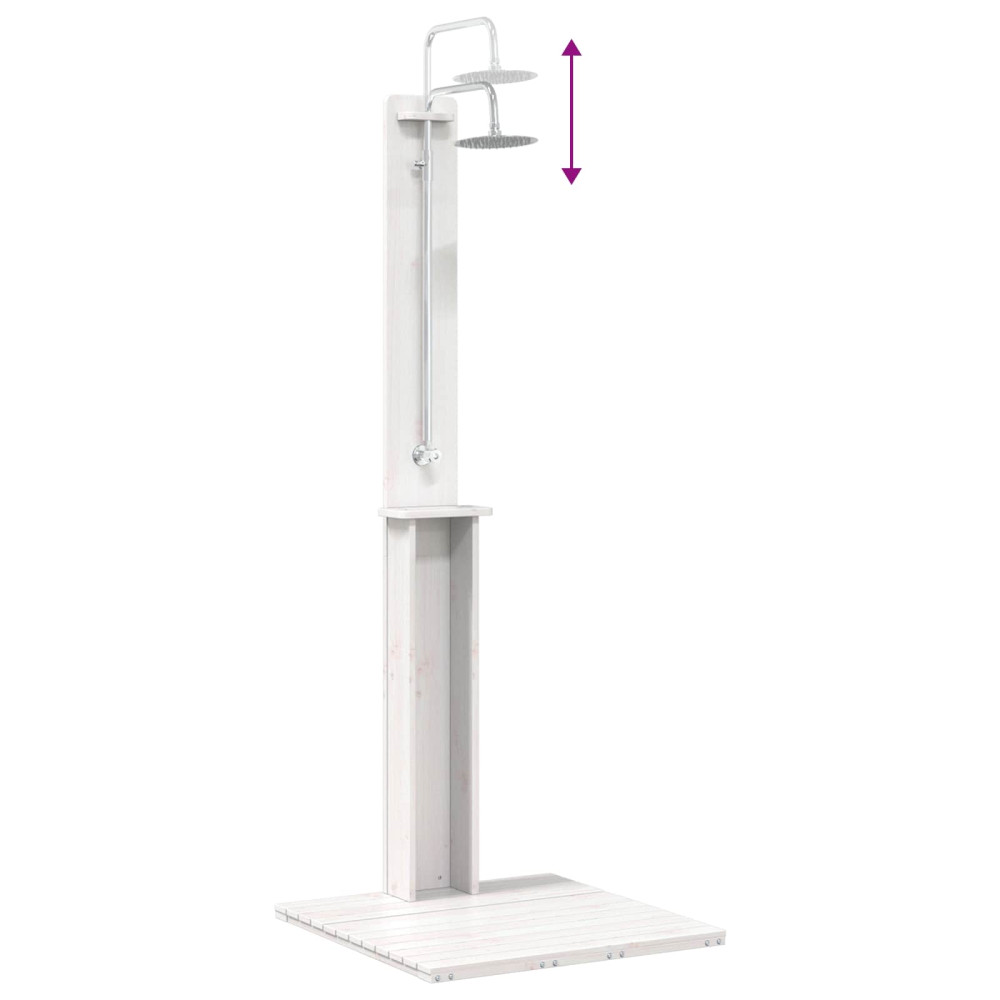 Produktbild för Utomhus Dusch 206 cm Massivt tallträ och rostfritt stål Vit