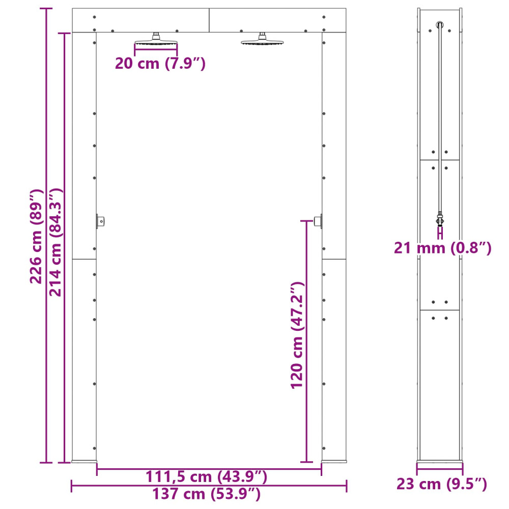 Produktbild för Utomhus Dusch 226 cm Massivt tallträ och rostfritt stål