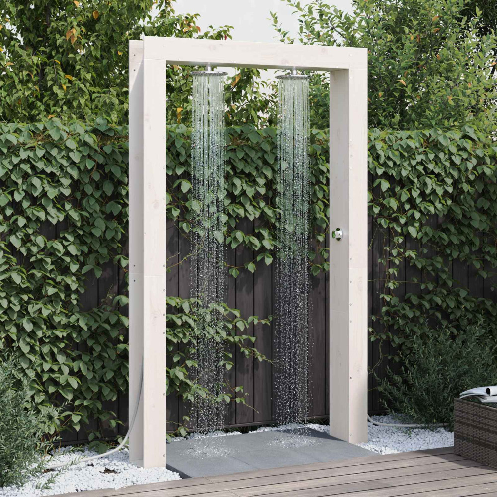 Produktbild för Utomhus Dusch 226 cm Massivt tallträ och rostfritt stål Vit