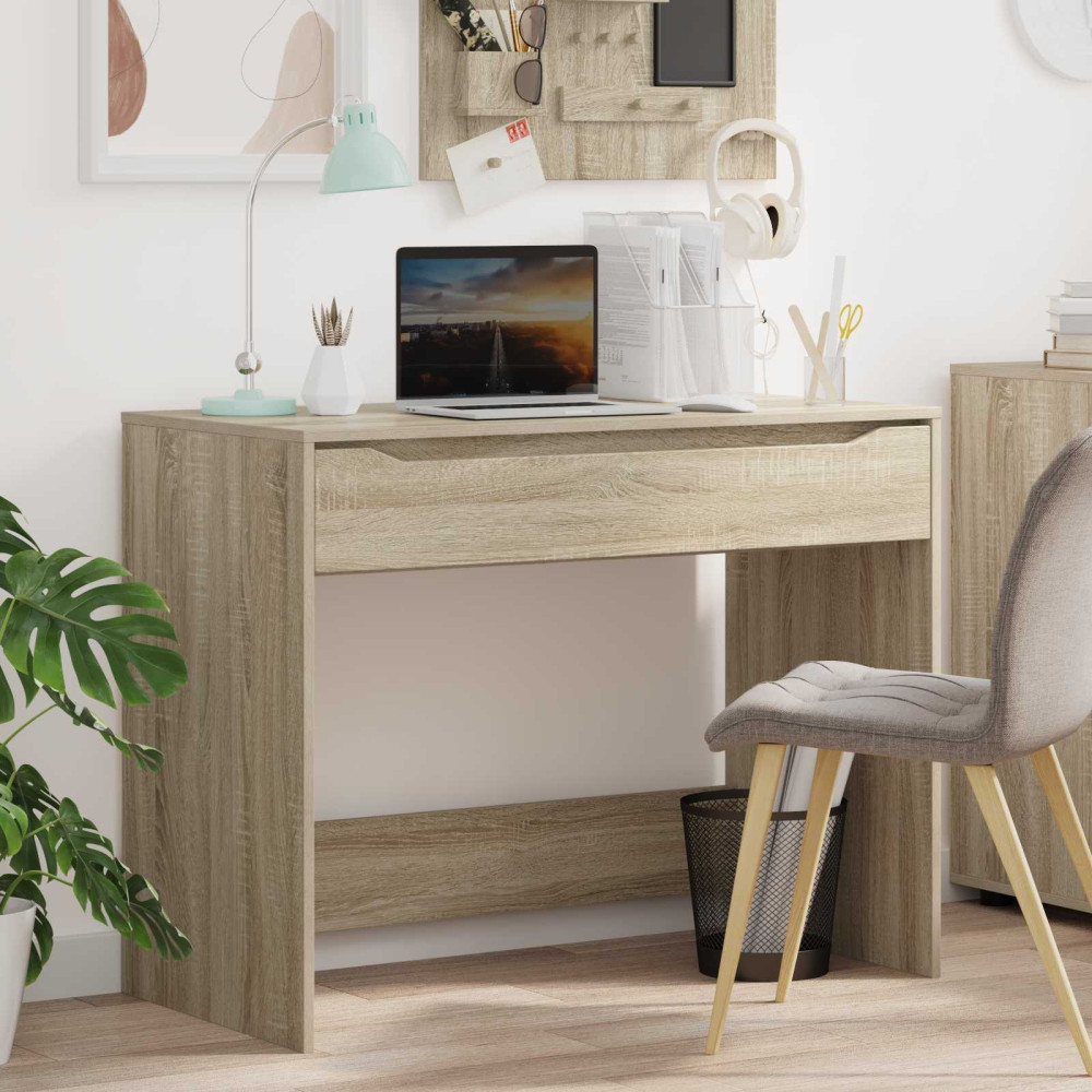 Produktbild för Skrivbord med låda Sonoma-ek 100 x 50 x 78 cm Konstruerat trä