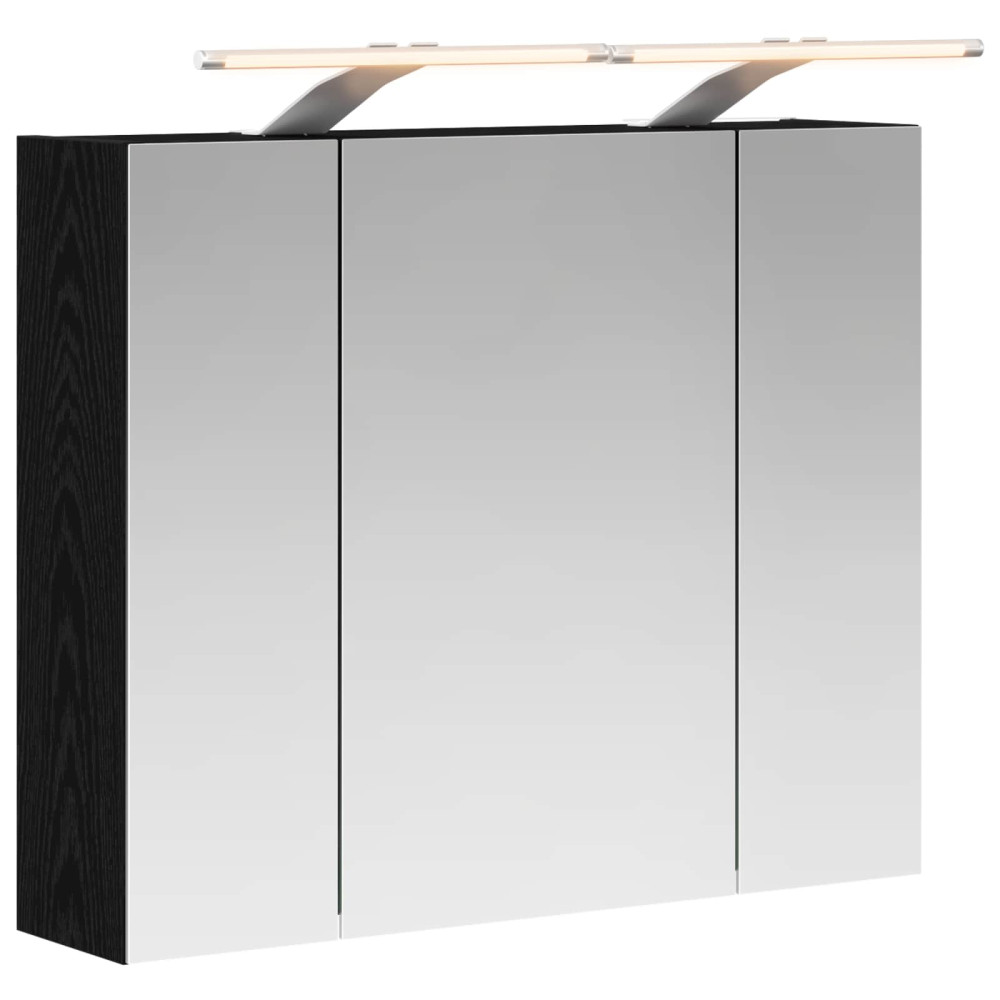 Produktbild för Badrumsspegelskåp Svart Ek 60 x 14,5 x 50 cm Konstruerat trä