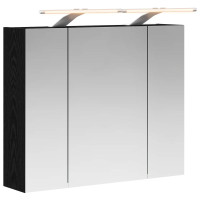 Produktbild för Badrumsspegelskåp Svart Ek 60 x 14,5 x 50 cm Konstruerat trä