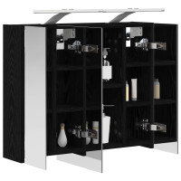 Produktbild för Badrumsspegelskåp Svart Ek 60 x 14,5 x 50 cm Konstruerat trä