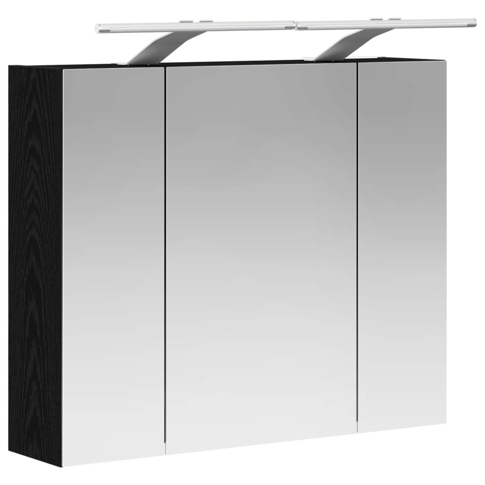 Produktbild för Badrumsspegelskåp Svart Ek 60 x 14,5 x 50 cm Konstruerat trä