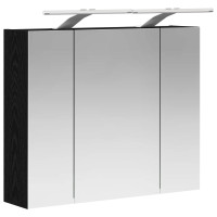 Produktbild för Badrumsspegelskåp Svart Ek 60 x 14,5 x 50 cm Konstruerat trä