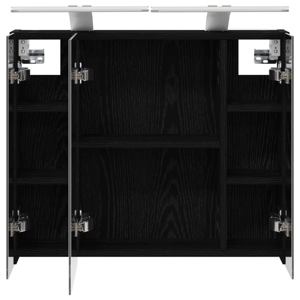 Produktbild för Badrumsspegelskåp Svart Ek 60 x 14,5 x 50 cm Konstruerat trä