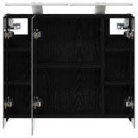Produktbild för Badrumsspegelskåp Svart Ek 60 x 14,5 x 50 cm Konstruerat trä