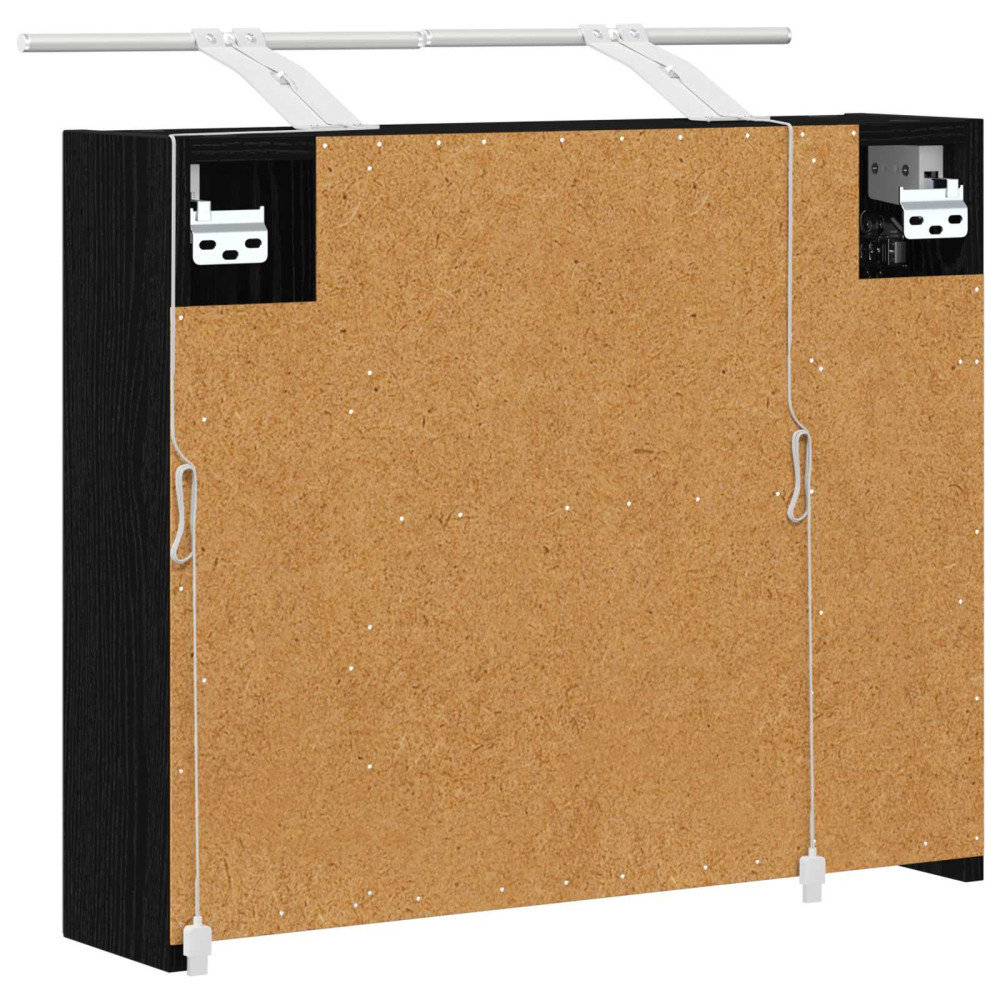 Produktbild för Badrumsspegelskåp Svart Ek 60 x 14,5 x 50 cm Konstruerat trä
