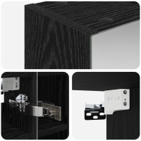 Produktbild för Badrumsspegelskåp Svart Ek 60 x 14,5 x 50 cm Konstruerat trä