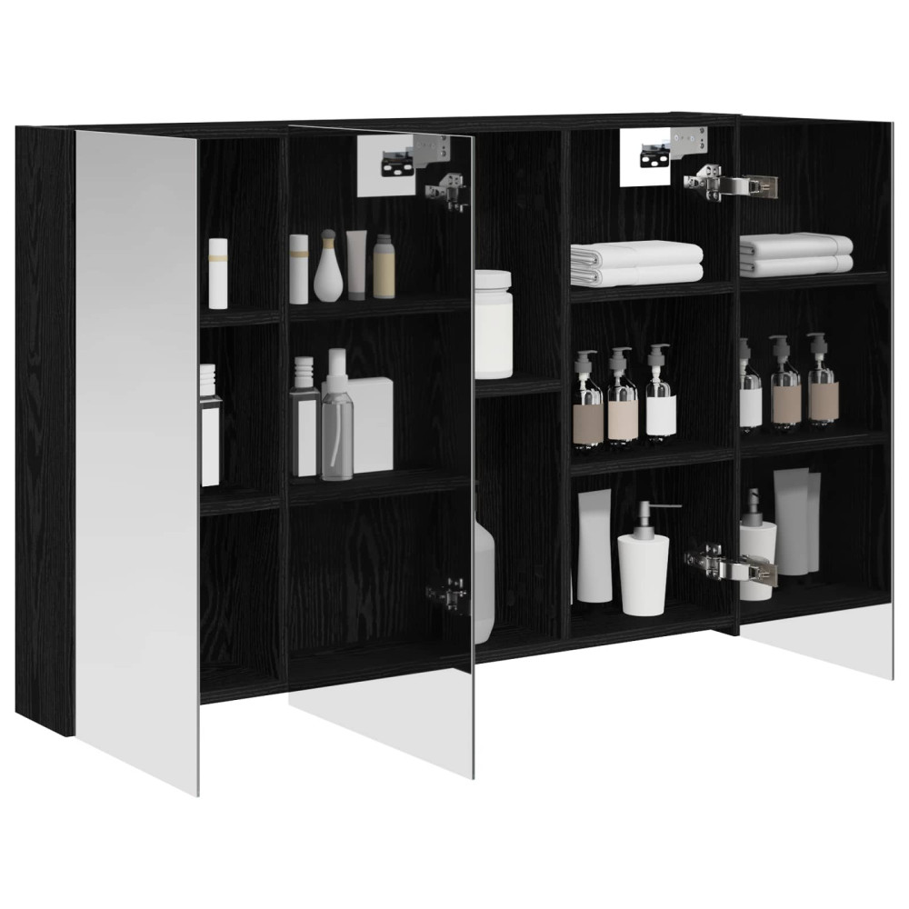 Produktbild för Badrumsspegelskåp Svart Ek 100 x 14,5 x 70 cm Konstruerat trä