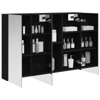 Produktbild för Badrumsspegelskåp Svart Ek 100 x 14,5 x 70 cm Konstruerat trä