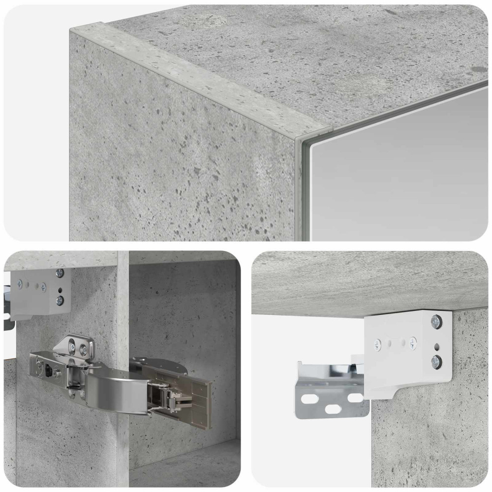 Produktbild för Badrumsspegelskåp Betonggrå 100 x 14,5 x 70 cm Konstruerat trä