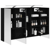 Produktbild för Badrumsspegelskåp Svart Ek 100 x 14,5 x 70 cm Konstruerat trä