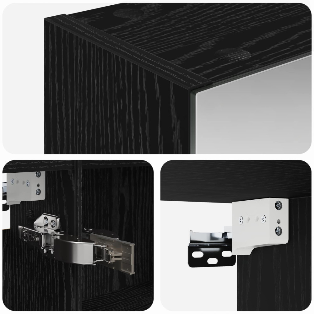 Produktbild för Badrumsspegelskåp Svart Ek 100 x 14,5 x 70 cm Konstruerat trä