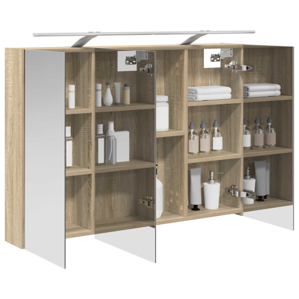 Produktbild för Badrumsspegelskåp Sonoma-ek 100 x 14,5 x 70 cm Konstruerat trä