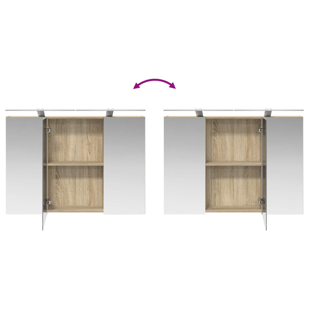 Produktbild för Badrumsspegelskåp Sonoma-ek 100 x 14,5 x 70 cm Konstruerat trä