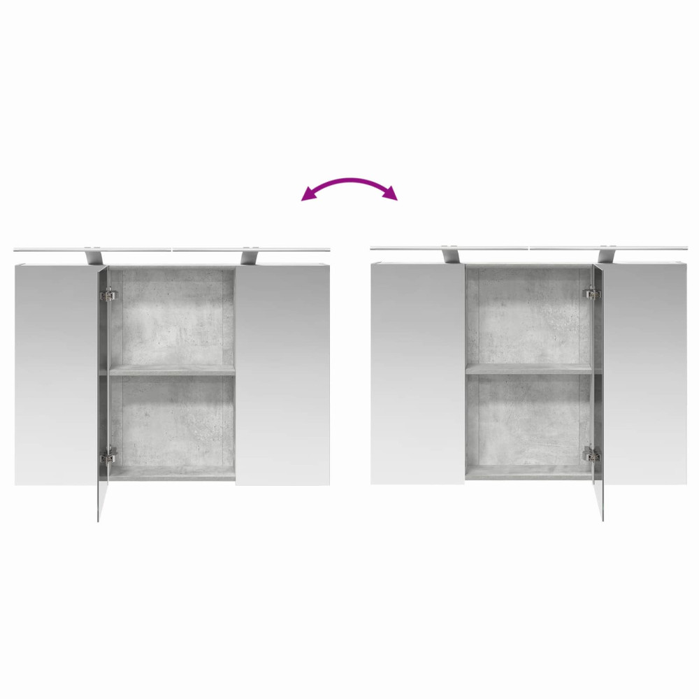 Produktbild för Badrumsspegelskåp Betonggrå 100 x 14,5 x 70 cm Konstruerat trä
