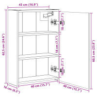 Produktbild för Badrumsspegelskåp Vit 43 x 16 x 62.5 cm Konstruerat trä