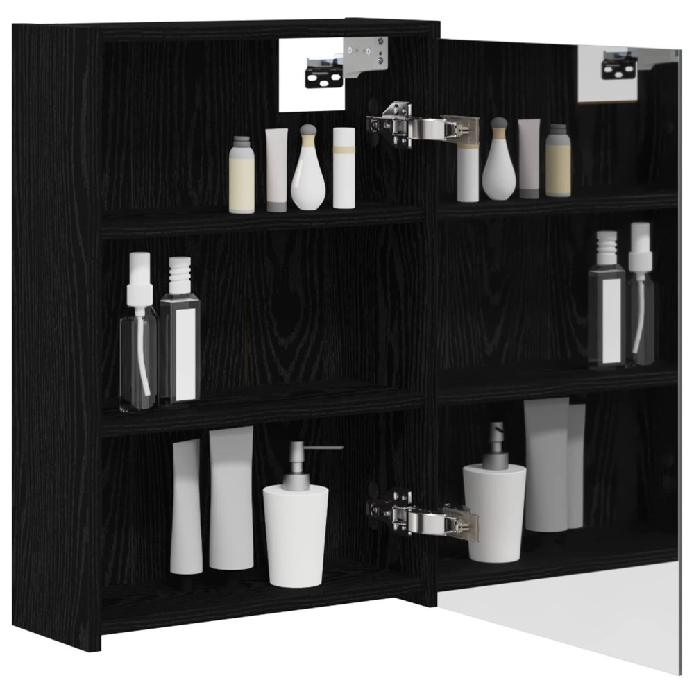 Produktbild för Badrumsspegelskåp Svart Ek 43 x 16 x 62.5 cm Konstruerat trä