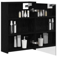 Produktbild för Badrumsspegelskåp Svart Ek 43 x 16 x 62.5 cm Konstruerat trä