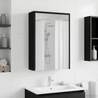 Produktbild för Badrumsspegelskåp Svart Ek 43 x 16 x 62.5 cm Konstruerat trä
