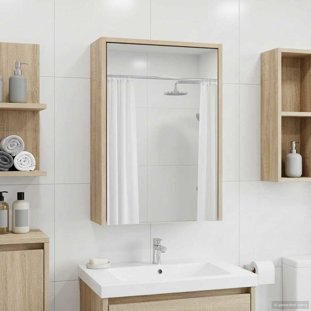 Produktbild för Badrumsspegelskåp Sonoma-ek 43 x 16 x 62.5 cm Konstruerat trä