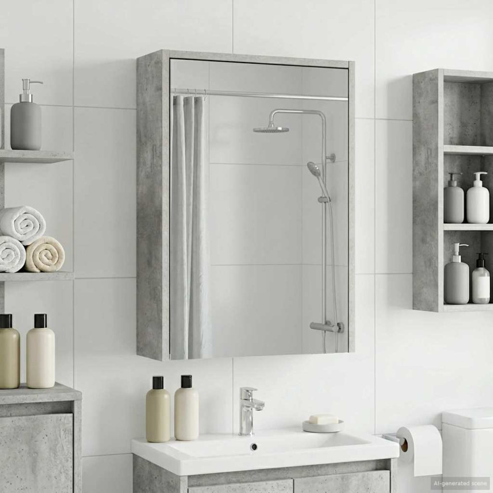 Produktbild för Badrumsspegelskåp Betonggrå 43 x 16 x 62.5 cm Konstruerat trä