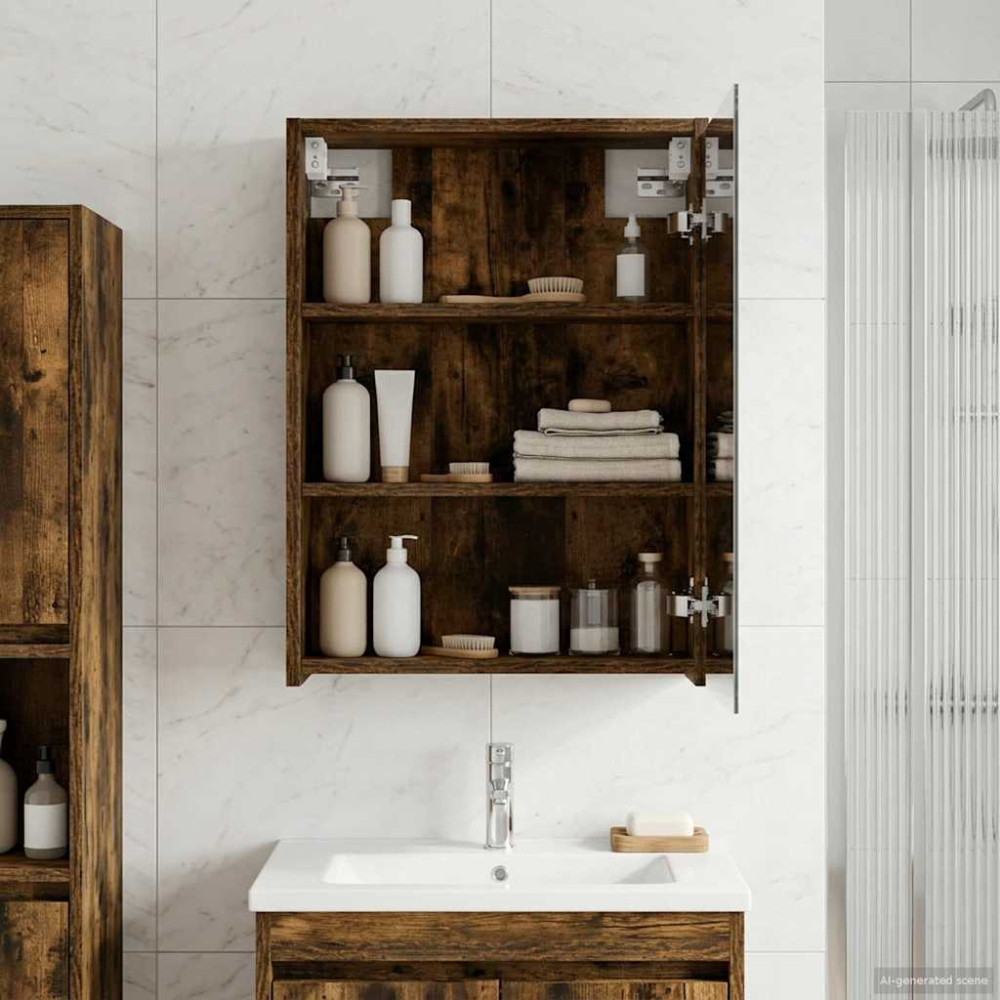 Produktbild för Badrumsspegelskåp Rökt ek 43 x 16 x 62.5 cm Konstruerat trä