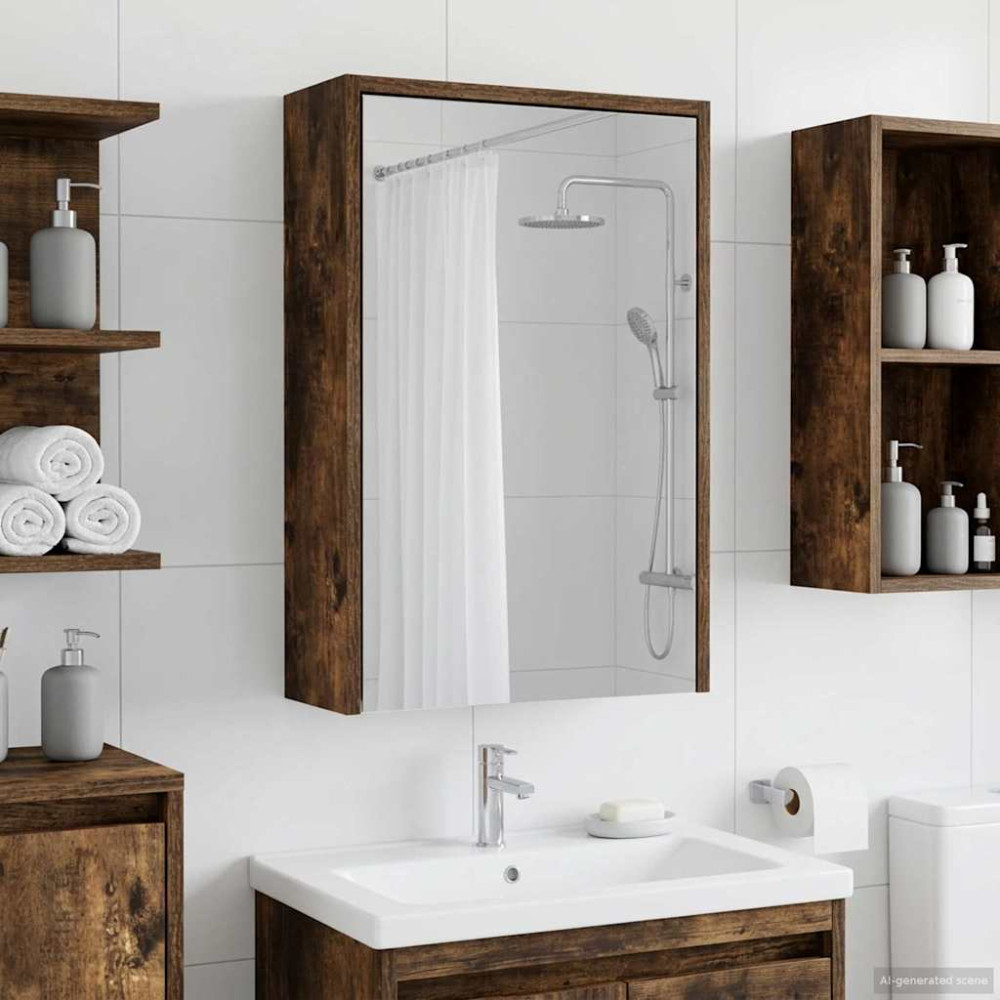 Produktbild för Badrumsspegelskåp Rökt ek 43 x 16 x 62.5 cm Konstruerat trä
