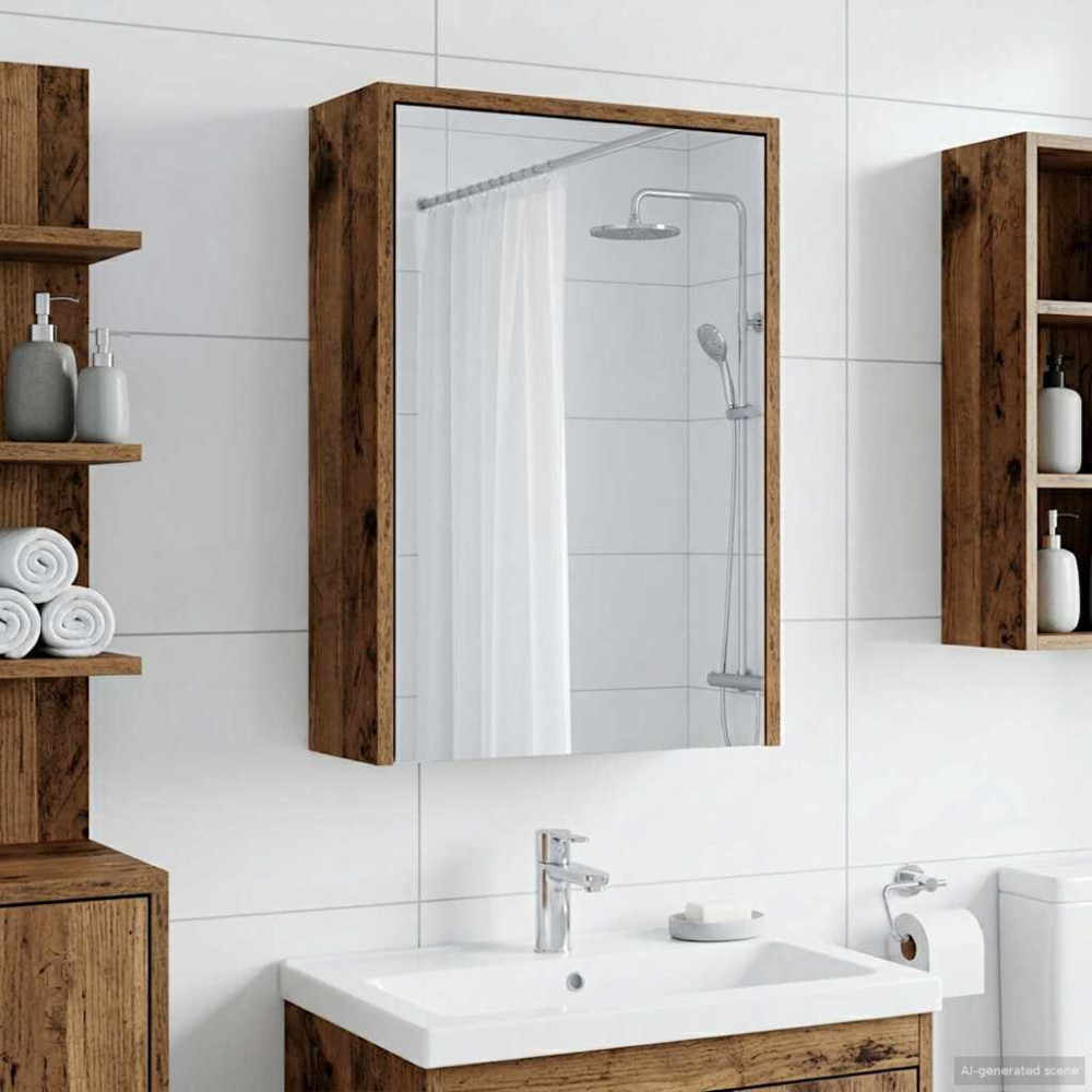 Produktbild för Badrumsspegelskåp Gammalt trä 43 x 16 x 62.5 cm Konstruerat trä