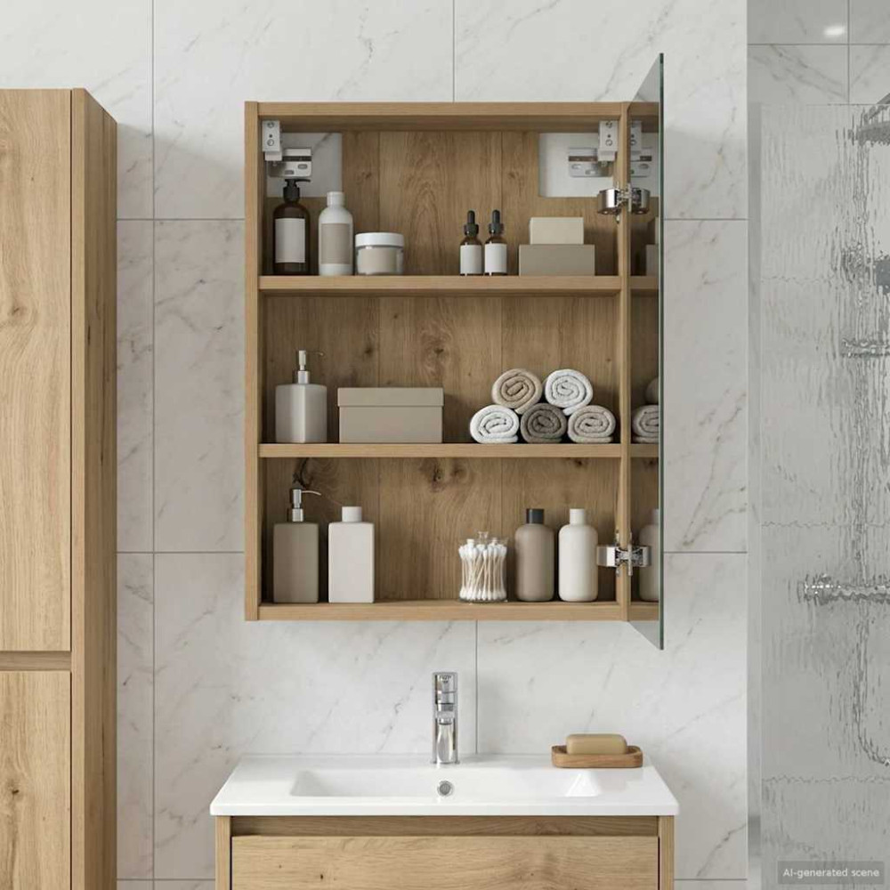 Produktbild för Badrumsspegelskåp Artisan Ek 43 x 16 x 62.5 cm Konstruerat trä