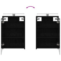 Produktbild för Badrumsspegelskåp Svart Ek 43 x 16 x 62.5 cm Konstruerat trä