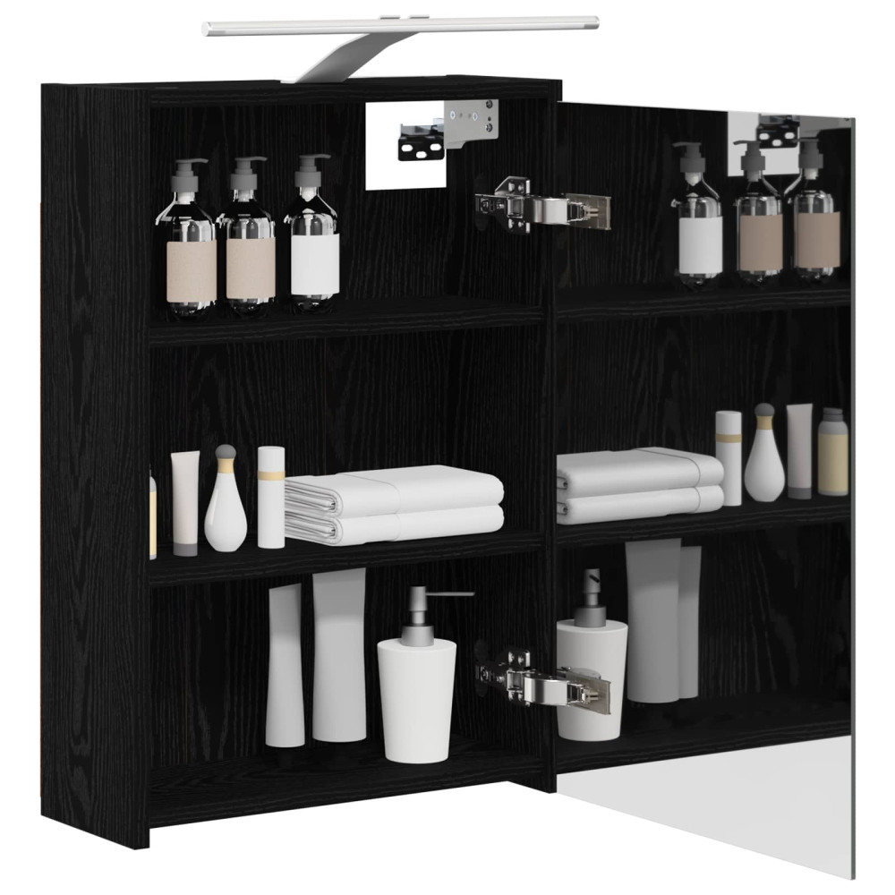 Produktbild för Badrumsspegelskåp Svart Ek 43 x 16 x 62.5 cm Konstruerat trä
