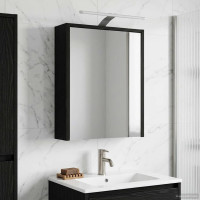 Produktbild för Badrumsspegelskåp Svart Ek 43 x 16 x 62.5 cm Konstruerat trä