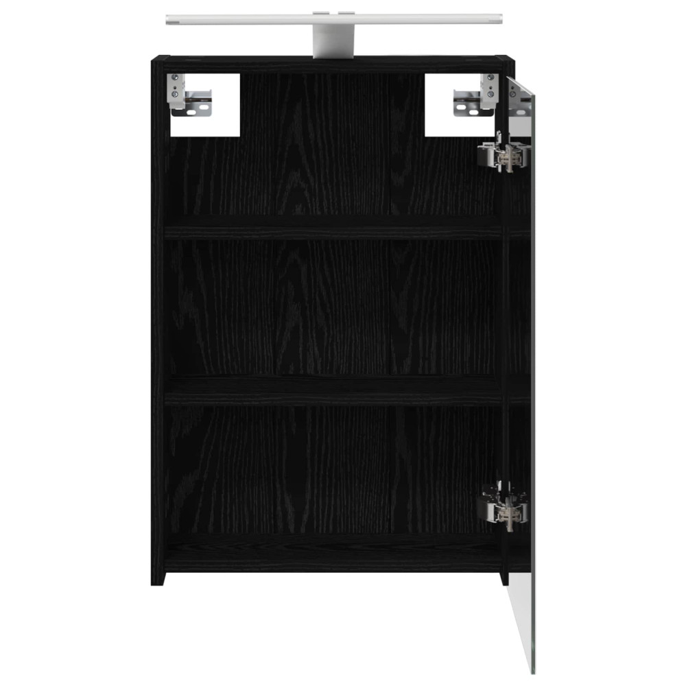Produktbild för Badrumsspegelskåp Svart Ek 43 x 16 x 62.5 cm Konstruerat trä
