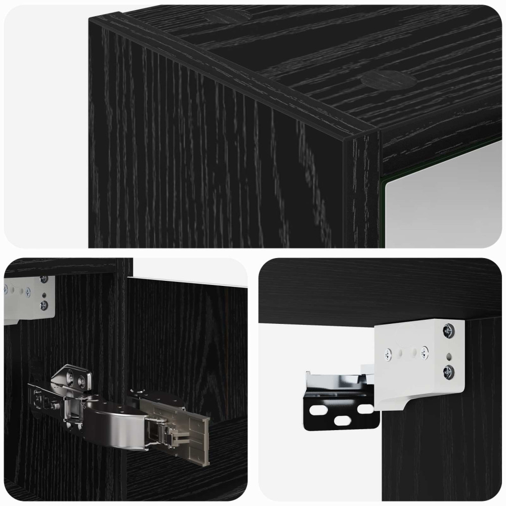 Produktbild för Badrumsspegelskåp Svart Ek 43 x 16 x 62.5 cm Konstruerat trä
