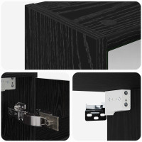 Produktbild för Badrumsspegelskåp Svart Ek 43 x 16 x 62.5 cm Konstruerat trä