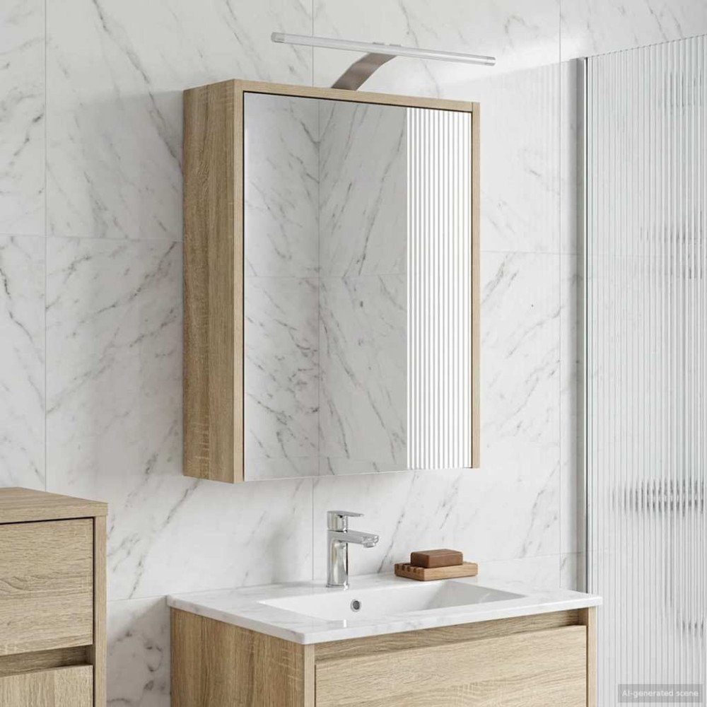 Produktbild för Badrumsspegelskåp Sonoma-ek 43 x 16 x 62.5 cm Konstruerat trä