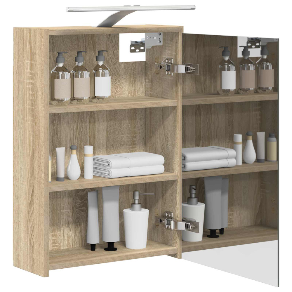 Produktbild för Badrumsspegelskåp Sonoma-ek 43 x 16 x 62.5 cm Konstruerat trä