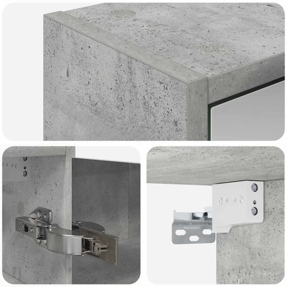 Produktbild för Badrumsspegelskåp Betonggrå 43 x 16 x 62.5 cm Konstruerat trä