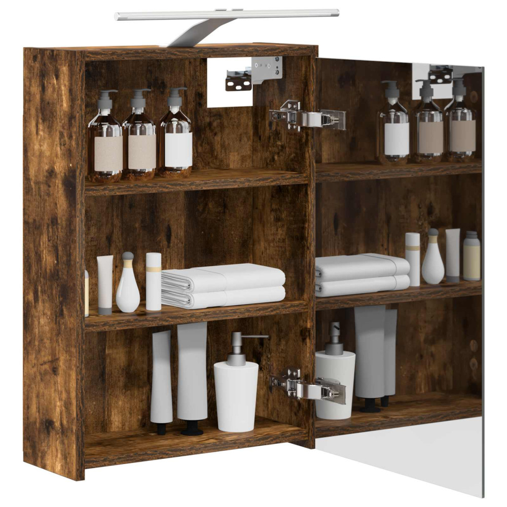 Produktbild för Badrumsspegelskåp Rökt ek 43 x 16 x 62.5 cm Konstruerat trä