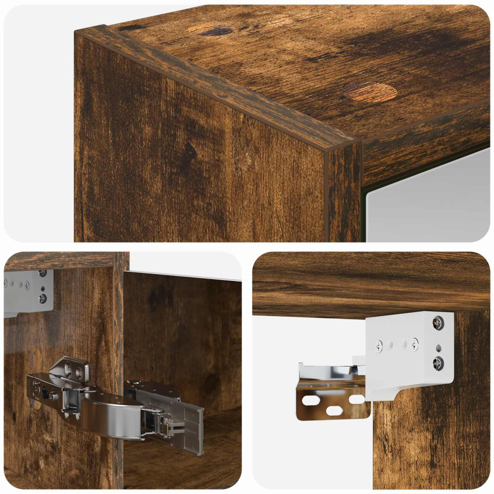 Produktbild för Badrumsspegelskåp Rökt ek 43 x 16 x 62.5 cm Konstruerat trä